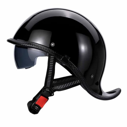 Rétro Casque À Face Ouverte Demi Casque Scooter avec Visière Léger Casquette De Baseball Casque De Moto Jet pour Homme Et Femme ECE Homologué Vintage Casque Moto Bols 5,XL:61-63CM
