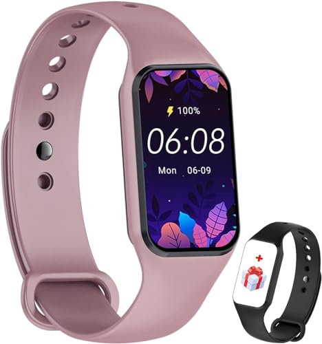 IOWODO R1 Smartwatch Uomo Donna con ossimetro (SpO2) Monitor Contapassi frequenza cardiaca Sonno Pedometro,Smart Watch donna con notifica messaggi,IP68 Impermeabile per Android iOS (2 Cinturini)