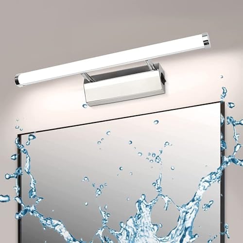 Dehobo LED Spiegelleuchte Bad 42CM 9W - Spiegellampe Badezimmer mit Schalter IP44 Wandbeleuchtung Neutralweiß 4000K 730LM für Badzimmer - Badleuchte Badspiegel Lampe Edelstahl Spiegel Schminklicht