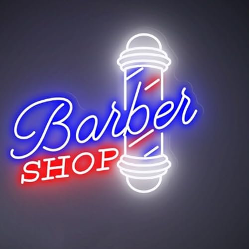 HFHungkeong Panneau néon LED à intensité variable pour décoration murale et fenêtre de salon de coiffure, acrylique, 40x34.5CM, Barber Shop