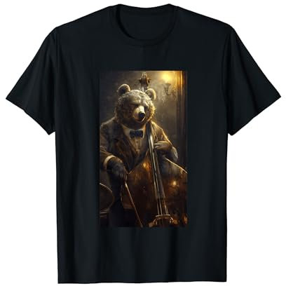Bär Musiker Cello Braunbär Tier Grizzly T-Shirt