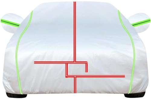 Hagelschutzplane Auto für Jeep Compass 2000-2023 2024, Auto Abdeckplane, Autoabdeckung Outdoor, Autoplane Wasserdicht, Atmungsaktiv, Sonnen- und Astschutz gegen Regen(Silver red)
