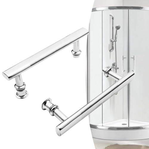 CARMOTTER Tiradores de puerta de ducha de acero inoxidable cromado para mamparas de ducha de 220 mm, repuesto de manijas de puerta de cristal de ducha