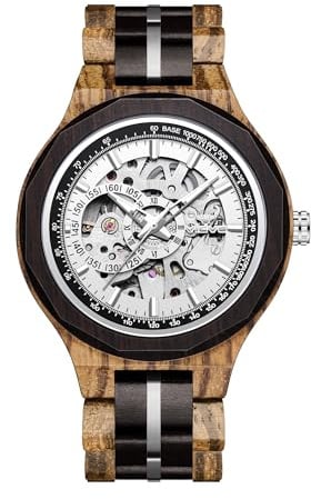 VICVS Natürliche Walnuss-Automatik-Herrenuhr aus Holz, Geschäft, Datum, Tag, multifunktionale Automatik-Holzuhr