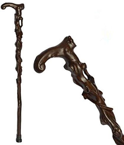 GSKDBCC Béquilles de Robinet en Bois de séquoia Gravure de Racine de séquoia Bâton de Marche pour Personnes âgées Cadeau d'anniversaire, Rouge-Brun à la Mode Chaser of Light