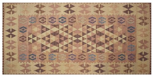 Floori Tappeto Kilim Arredo Classico Moderno Orientale Geometrico Colori Moderni Arredo Salotto Camera Passatoia Cucina Con Antiscivolo Made in Italy (Rosa Antico, 160x240 cm)