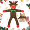 Lewondr Weihnachts Quietschspielzeug für Hunde, Xmas Rentierform Plüsch Hundespielzeug mit Quietscher, Welpe Beißspielzeug mit Kauleiste, Kleine & Mittlere Hunde, Dunkel Braun
