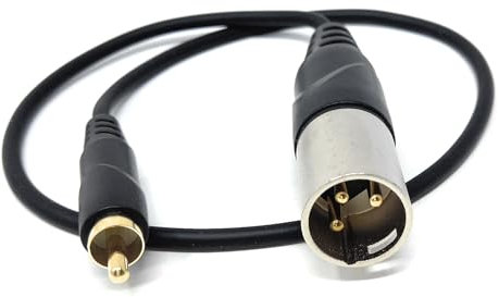 DRUT 0.5m 3-Pin Male XLR to RCA Phono Single Plug Cable for HiFi Audio, Music Instruments, Mixer, Microphone Lead, Cable, Gold Plated 1.6ft