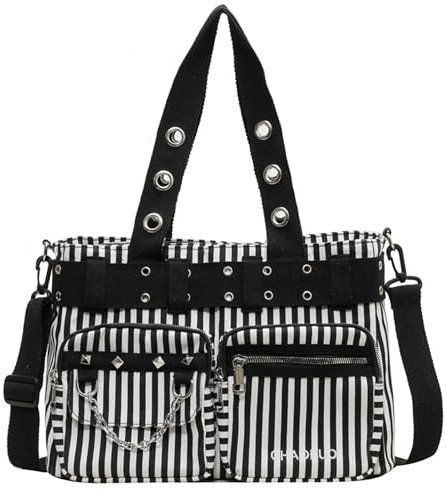 Makukke Y2K Tote Bag Damen, Gothic Umhängetasche Shopper Tasche Handtasche Schultertaschen für Arbeit Büro Reisen Einkaufen Schule