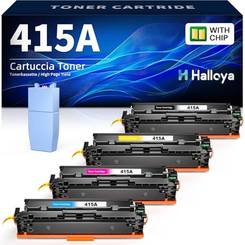 Halloya 415A Toner Mit Chip Kompatibel für HP 415A 415X für Color Laserjet Pro MFP M479fdw M479dw M479fnw M479fdn M454dw W2030A W2031A W2032A W2033A (Schwarz Cyan Gelb Magenta, 4er-Pack)