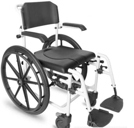 Mobiclinic®, Toilettenrollstuhl, Höhenverstellbar, Selbstfahrend, Calígula, Klappbare Fußstütze und Armlehnen, Mit Abnehmbarer Schüssel, Bremse an den Rädern, Aluminium
