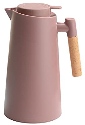 Caraffa termica da caffè da 1 litro a doppia parete caraffa termica con manico in legno bollitore per acqua isolata caraffa da tè mantiene caldo freddo