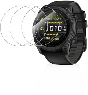 Pellicola protettiva in vetro temperato per smartwatch Garmin tactix 8 AMOLED da 51 mm, senza bolle, durezza 9H, HD, trasparente, anti-impronte, antigraffio, confezione da 3
