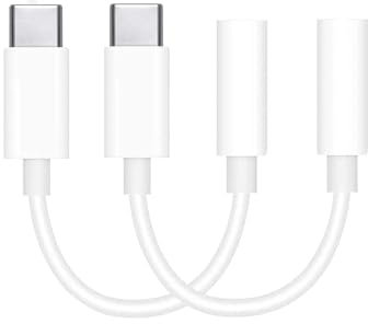 2-Pack USB C to 3.5mm Jack Headphone Adapter, Type C to Aux Adapter for Headphones, Compatible for Samsung S21, S20, for Huawei P40, P30 Pro, for Mi 6/8, for Xiaomi & More USB C Devices