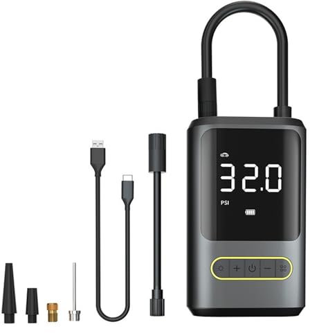 BYYLECL Tyre Inflator Portable, Electric Airs Compressors 150PSI USB Rechargeable Car Tyre Pump Digital Cordless Tyre Inflator with LED Light for Car Bicycle Balls Standard Version