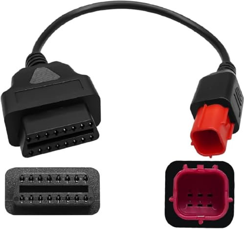 Alchiauto OBD2 OBDII - Cable de diagnóstico OBD de 6 pines de 6 pines a 16 pines para motocicleta, compatible con Moto Euro5, conector de 6 pines, funciona con Guzzi, Kawasaki, Honda, Suzuki, Yamaha