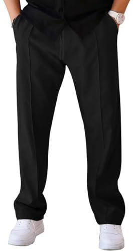 Pantalon Homme Léger Taille Élastique avec Cordon - Coupe Droite Bas Ouvert avec Poches - pour Travail, Sport, Décontracté