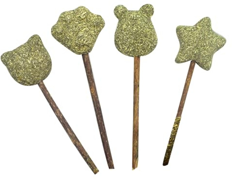 INOOMP 4pcs Catnip Lollipop Sticks Herb Snack for Cats and Kittens Promoting Digestion Pet Treats Cat Claw, Bear Head, Bear, and Star Shapes