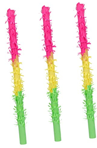 BESPORTBLE 3 Stück Bunte Piñata Stäbe aus Papier für Kindergeburtstag mit Stabilem Handlichem Design für Partyspiele und Geburtstagsfeiern