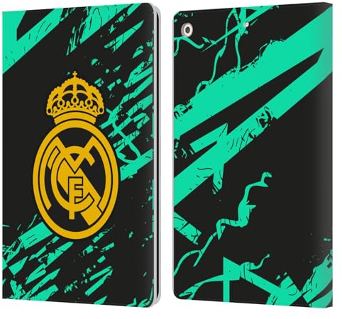 Head Case Designs Offizielle Real Madrid CF Grün-Gold Urban Leder-Wallet-Hülle Kompatibel mit Apple iPad 10.2 2019/2020/2021