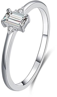 Skcess 14K Weißgold Eheringe Weiß Moissanite Ring Ehering 3x5mm, Elegant Promise Ring Damen Größe 58 (18.5)