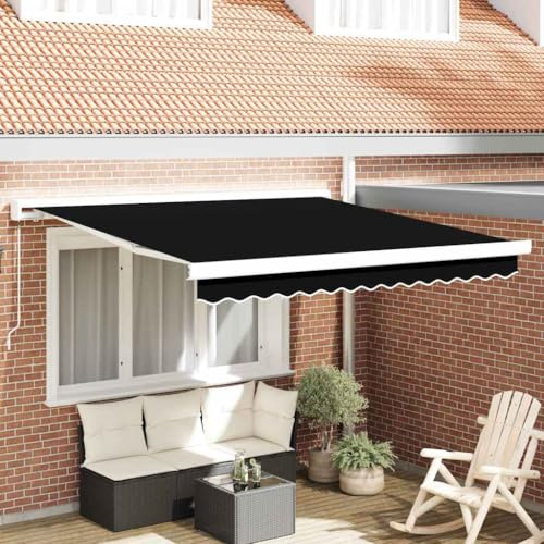 QJBSAVVA Tenda da sole retrattile nera 350 x 250 cm tessuto e metallo design moderno giardino durevole protezione solare terrazza balcone