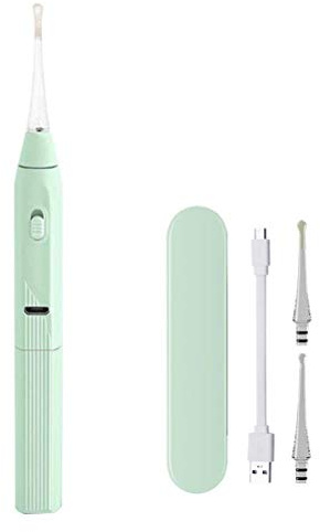 Zunate Leuchtender Ohrenreiniger, Wiederaufladbarer Ohrenreiniger, Weicher Silikon-Ohrstöpsel für, Grüne/lila Kürette aus Kunststoff, USB-Wachsentferner für Allgemeine Zwecke, Länge 16 Cm (GREEN)