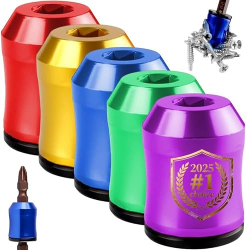 The Quantum Grip Strong Magnetic Screw Ring,1/4 Inch/6.35mm Universal Magnetic Screw Ring Head,Screwdriver Head M-agnetic Rings,Never Drop Another Screws Again for Power Tools (Mixed)
