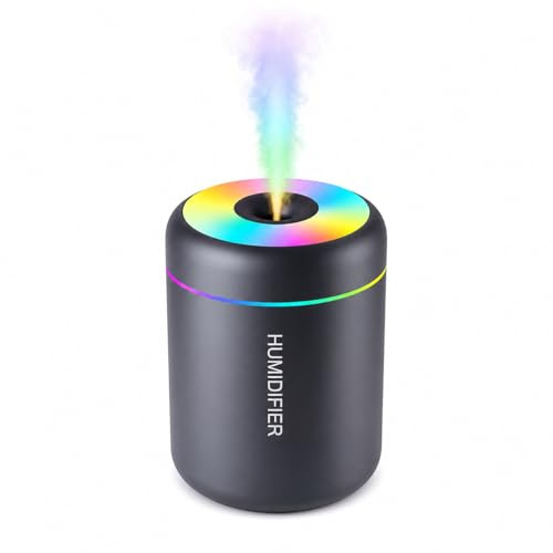 Mini Air Humidifier, 180ml, USB Electric Aroma Diffuser with Essential Oil Purifier, Aromatherapy Mist Maker, LED Lights, for Car, Home, Bedroom