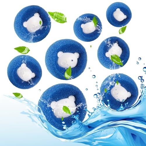 Lavadora Para Depilación de Mascotas, Paquete de 8 Trampas Para Pelo de Lavandería, Lavadora de Bolas de Pelusa Reutilizable, Filtro de Pelusa Para Eliminar Pelo de Animales (Azul)