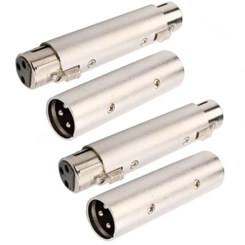 Risveglio Lot de 4 adaptateurs XLR mâle-mâle et femelle-femelle en alliage de zinc argenté