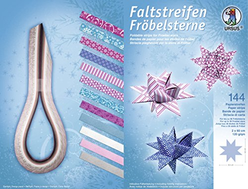 Ludwig Bähr Faltstreifen Fröbelsterne 120g/qm 2x60cm 144 Streifen 12 Papiersorten