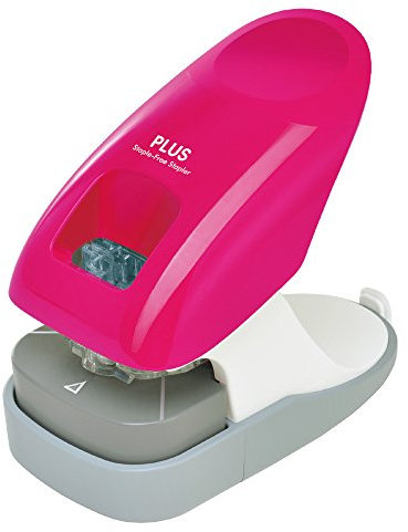 Plus 31-212 Nadelloses Heftgerät für Tischplatte, 12 Blatt, Bindung Pink