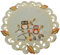 Eulen Tischdeckchen Tischläufer Decke Kissenhülle Leinen-Optik Creme Beige Herbst Blatt Stickerei - Größe wählbar (ca. 40 cm Rund)