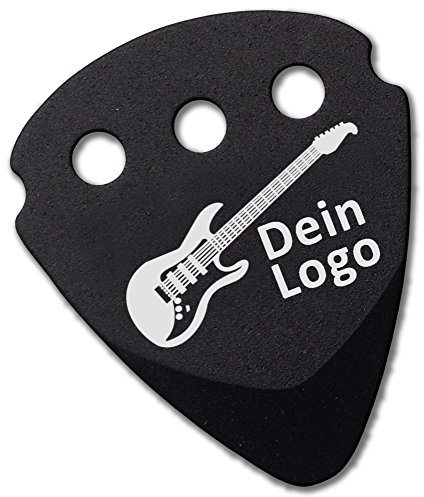 Plektrum | Dein Bandlogo | Dunlop Teckpick Aluminium Schwarz | Geschenk für Musiker und Gitarristen