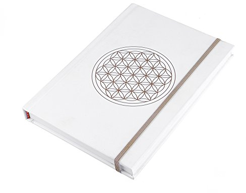 ewtshop® Blume des Lebens Notizbuch, DIN A5, gebunden, 216 Seiten + 10 Aufkleber Blume des Lebens