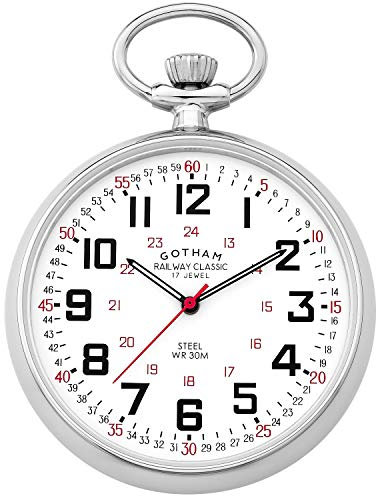 Gotham Herren Taschenuhr, silberfarben, mechanischer Handaufzug, GWC14100S