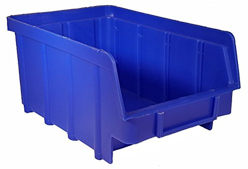 10 Stück Stapelboxen – blau – Größe 2 (102 x 167 x 76 mm) - stapelbar/Sichtbox/Regalbox/Lagerbox