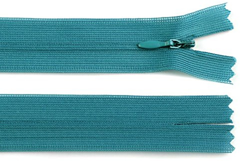 Schnoschi 5 Stück 30 cm Langer Spiralreißverschluss, nahtverdeckt, Nicht teilbar, Aqua, 3mm Laufschiene, Reißverschluss