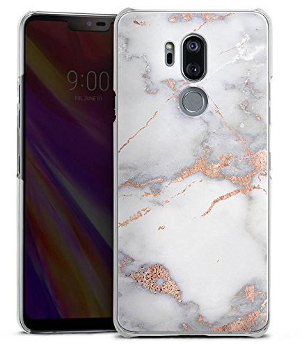 DeinDesign Hard Case kompatibel mit LG G7 ThinQ Schutzhülle transparent Smartphone Handy Hülle Gold Marmor Glitzer Look