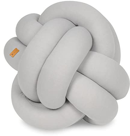 Velinda Knotenkissen Dekokissen Sofakissen Affenfaust-Kissen Türstopper 30x30cm (Muster: grau)