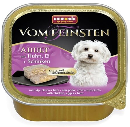 animonda vom Feinsten Hundefutter Schlemmerkern Huhn+Ei+Schinken(22 x 150g) | getreidefreies Hundenassfutter ohne Zucker, feine Pastete mit Schlemmerkern