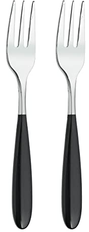 Grunwerg Yin & Yang Pastry Forks 2PAF650BK, 18/10 Stainless Steel, Set of 2, Black