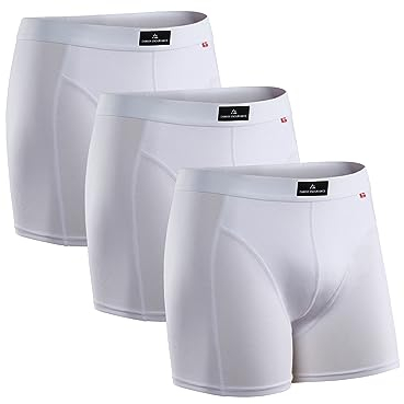 DANISH ENDURANCE Herren Boxershorts, Retroshorts aus weicher Baumwolle, Schwarz, Grau, Blau, 3 Pack (Weiß, Large)