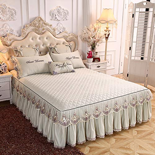 3PCS Bettrock Tagesdecke Rüschen Bett Rock Bett Volant Bettüberwurf Mit Rüschen Faltenresistent Und Ausbleichen Beständig,Color1-200x220cm(79x87inch)