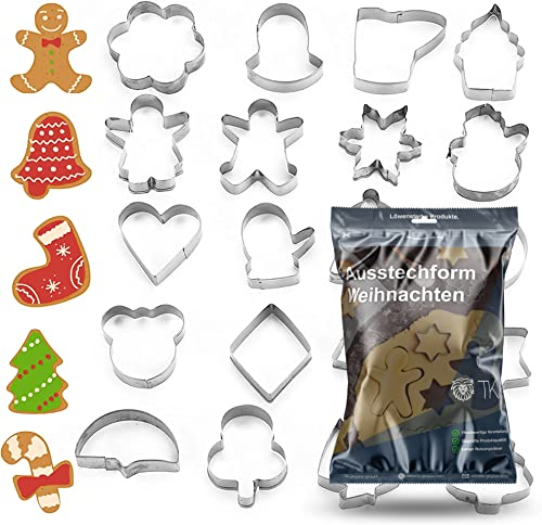 Juego de 20 cortadores de galletas para repostería navideña y XMAS - Molde en forma de caja, cortador de galletas y cortadores (20 piezas)