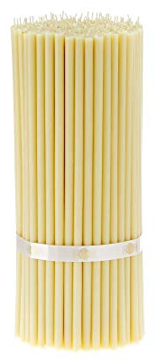 Danilovo 100 Stück Weiß Bienenwachs Kerzen - Orthodoxe Kerzen für Gebet, Rituals, Tischdeko Hochzeit - Ungiftig, Ruß - Tropffrei, Lang, Nachhaltige Produkte, N30, Höhe: 29 cm, Ø 8,7 mm