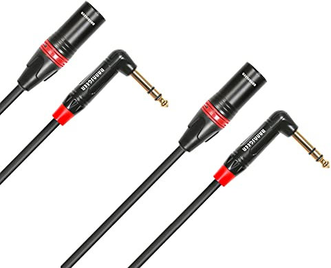 Rannsgeer 2 Pack 6.35mm (1/4 Inch) TRS Right Angle to XLR Male 1 Feet Cable (0.3M, 2 Pack)