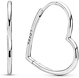 Asymmetrische Herz Creolen Für Frauen Mode Silber Ohrring Schmuck