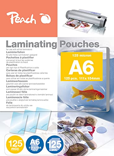 Peach Laminierfolien A6-125 mic - 125 pouches - glänzend - Premiumqualität - kompatibel mit Geräten aller Markenhersteller - PP525-04P